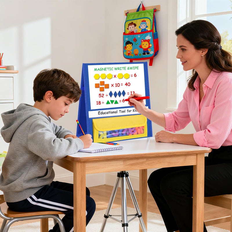 EAMAY Magnetic Desktop Tabletop Stands Pocket Chart Foldable Samll Dry Erase Board Classroom Tool for Kids Education (12W*15L, Magnetic) - Image 2